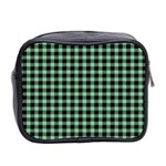 Straight Green Black Small Plaids   Mini Toiletries Bag (Two Sides) Back