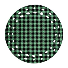 Straight Green Black Small Plaids   Ornament (round Filigree) by ConteMonfrey