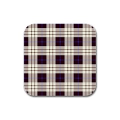 Purple, Blue And White Plaids Rubber Square Coaster (4 Pack) by ConteMonfrey