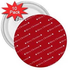 Cute Christmas Red 3  Buttons (10 Pack)  by nateshop