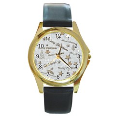 Christmas Round Gold Metal Watch by nateshop