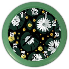 Background Pattern Texture Flower Color Wall Clock