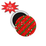 Xmash Christmas Stars Red Background Star 1.75  Magnets (10 pack)  Front