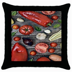 Bell Peppers & Tomatoes Throw Pillow Case (black) by ConteMonfrey