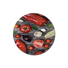 Bell Peppers & Tomatoes Rubber Coaster (round) by ConteMonfrey