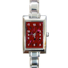 Doodles Maroon Rectangle Italian Charm Watch by nateshop