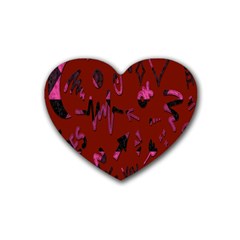 Doodles Maroon Rubber Coaster (heart) by nateshop