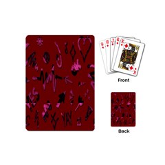 Doodles Maroon Playing Cards Single Design (mini) by nateshop