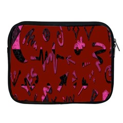 Doodles Maroon Apple Ipad 2/3/4 Zipper Cases by nateshop