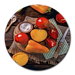 Tomatoes And Bell Pepper - Italian Food Round Mousepads by ConteMonfrey