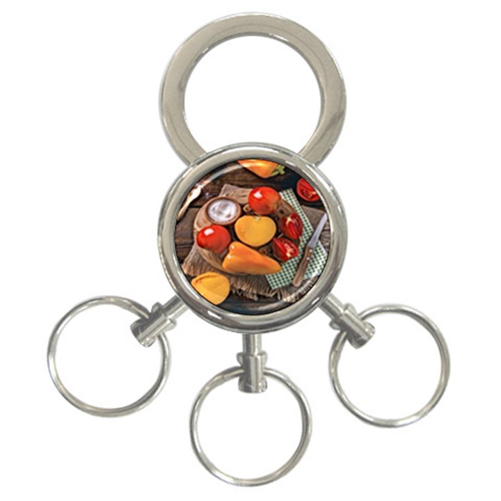 Tomatoes And Bell Pepper - Italian Food 3-Ring Key Chain