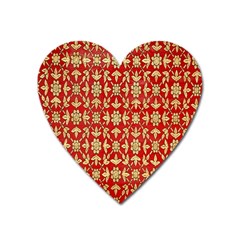 Gold-red Flower Heart Magnet