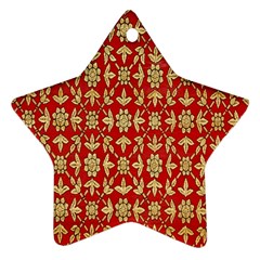 Gold-red Flower Star Ornament (two Sides) by nateshop