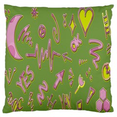 Green Yes Pink Large Flano Cushion Case (two Sides) by nateshop