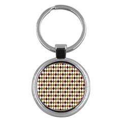 Halloween Palette Plaids   Key Chain (round) by ConteMonfrey