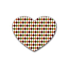 Halloween Palette Plaids   Rubber Coaster (heart) by ConteMonfrey