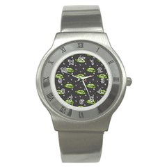 Green Vampire Mouth - Halloween Modern Decor Stainless Steel Watch by ConteMonfrey