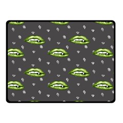 Green Vampire Mouth - Halloween Modern Decor Double Sided Fleece Blanket (small)  by ConteMonfrey