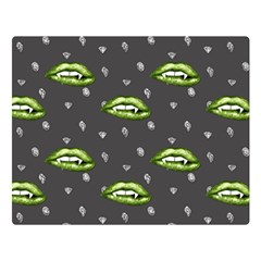 Green Vampire Mouth - Halloween Modern Decor Double Sided Flano Blanket (large)  by ConteMonfrey