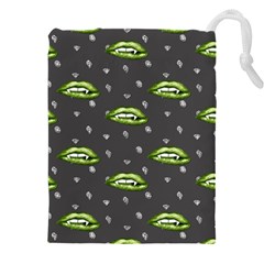 Green Vampire Mouth - Halloween Modern Decor Drawstring Pouch (5xl) by ConteMonfrey