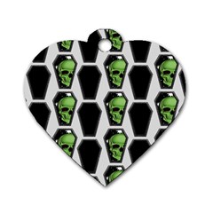 Coffins And Skulls - Modern Halloween Decor  Dog Tag Heart (one Side) by ConteMonfrey