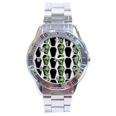 Coffins And Skulls - Modern Halloween Decor  Stainless Steel Analogue Watch by ConteMonfrey