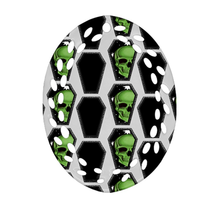 Coffins And Skulls - Modern Halloween Decor  Ornament (Oval Filigree)