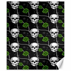 Green Roses And Skull - Romantic Halloween   Canvas 8  X 10  by ConteMonfrey
