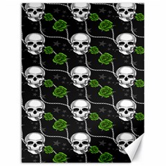 Green Roses And Skull - Romantic Halloween   Canvas 18  X 24  by ConteMonfrey