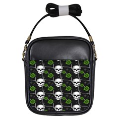 Green Roses And Skull - Romantic Halloween   Girls Sling Bag