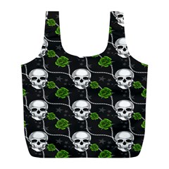 Green Roses And Skull - Romantic Halloween   Full Print Recycle Bag (l) by ConteMonfrey