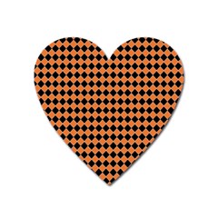 Halloween Black Orange Plaids Heart Magnet