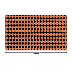 Halloween Black Orange Plaids Business Card Holder by ConteMonfrey