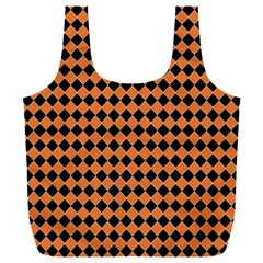 Halloween Black Orange Plaids Full Print Recycle Bag (XXXL)