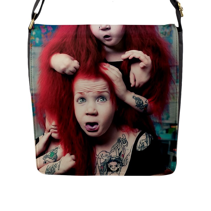 Creepy Monster Student At Classroom Flap Closure Messenger Bag (L)