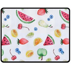 Fruit Summer Vitamin Watercolor Fleece Blanket (medium)  by Wegoenart