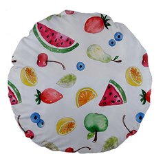 Fruit Summer Vitamin Watercolor Large 18  Premium Flano Round Cushions by Wegoenart