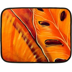 Orange Leaves Nature Pattern Double Sided Fleece Blanket (Mini) 