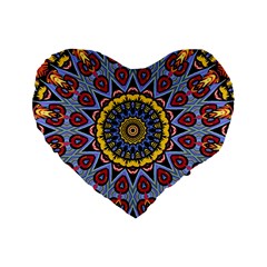 Kaleidoscope Mandala Colorful Standard 16  Premium Flano Heart Shape Cushions by Wegoenart