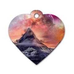 Mountain Cosmos Universe Nature Dog Tag Heart (one Side) by Wegoenart