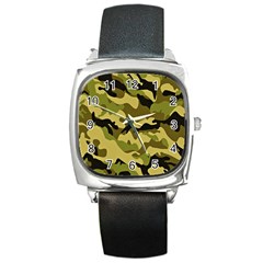 Army Camouflage Texture Square Metal Watch by nateshop