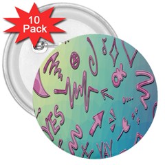 Pink Yes Bacground 3  Buttons (10 Pack)  by nateshop
