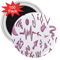 Pink 3  Magnets (100 Pack) by nateshop