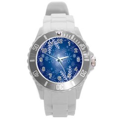 Snowflakes Round Plastic Sport Watch (l) by nateshop