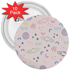 Space 3  Buttons (10 Pack)  by nateshop