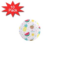 Pineapple And Watermelon Summer Fruit 1  Mini Magnet (10 Pack) 