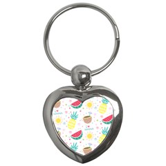 Pineapple And Watermelon Summer Fruit Key Chain (heart)