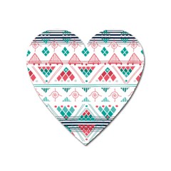 Aztec Ethnic Seamless Pattern Heart Magnet