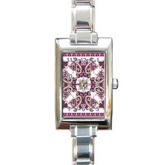 Multicolored Pattern Illustration Purple Peacock Rectangle Italian Charm Watch by Jancukart