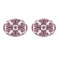 Multicolored Pattern Illustration Purple Peacock Cufflinks (oval)